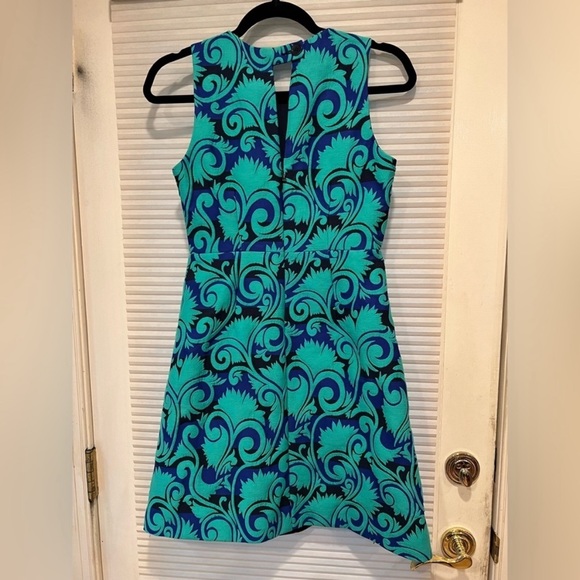 J. Crew Vineyard Jacquard A-Line Dress Sz 0 Green - Picture 5 of 9